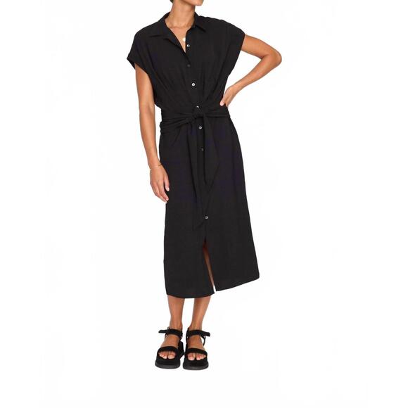 NEW BROCHU WALKER setia belted dress in black onyx